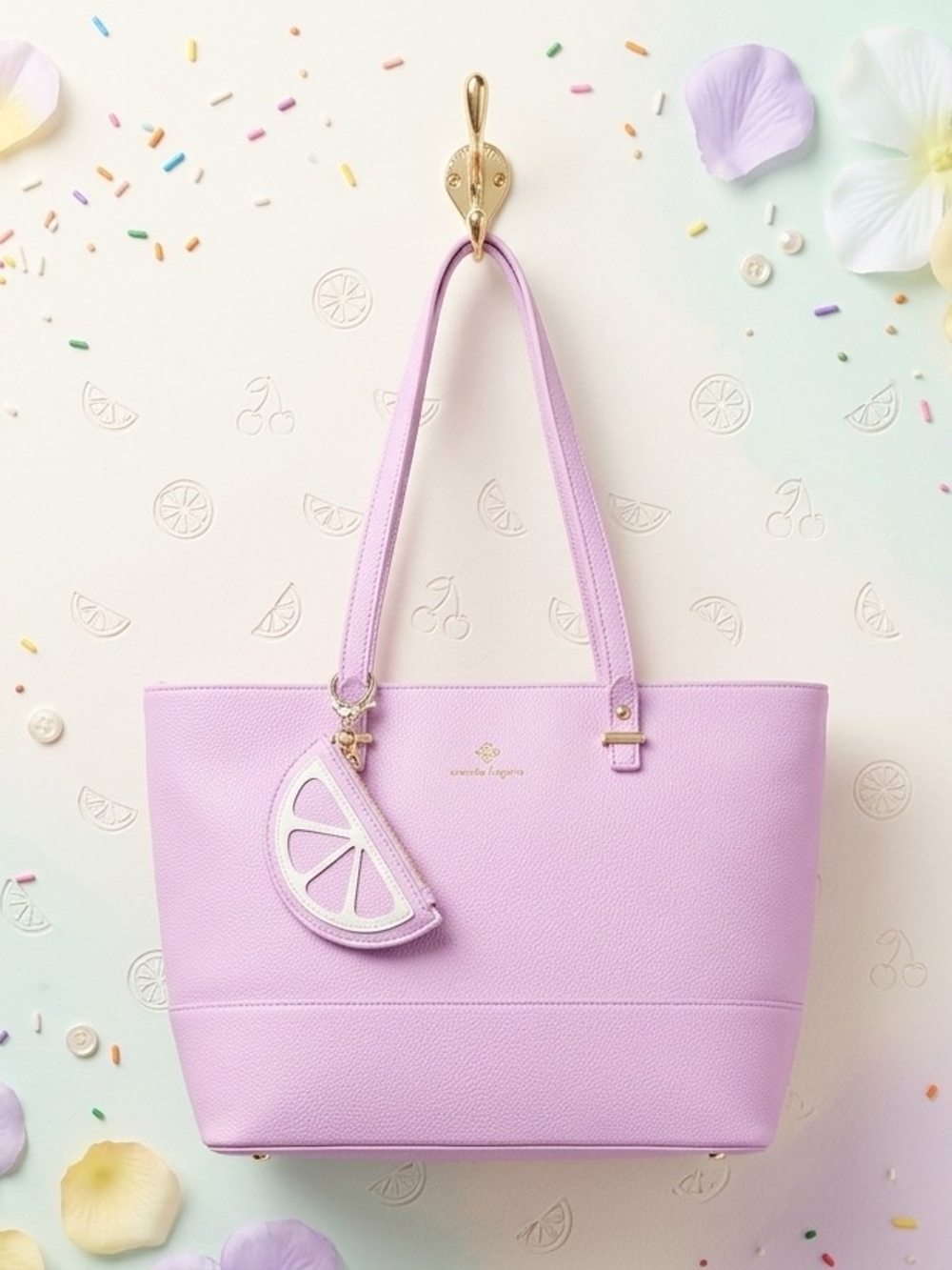 Nanette Lepore Lavender Textured Leather Tote with Matching Pouch